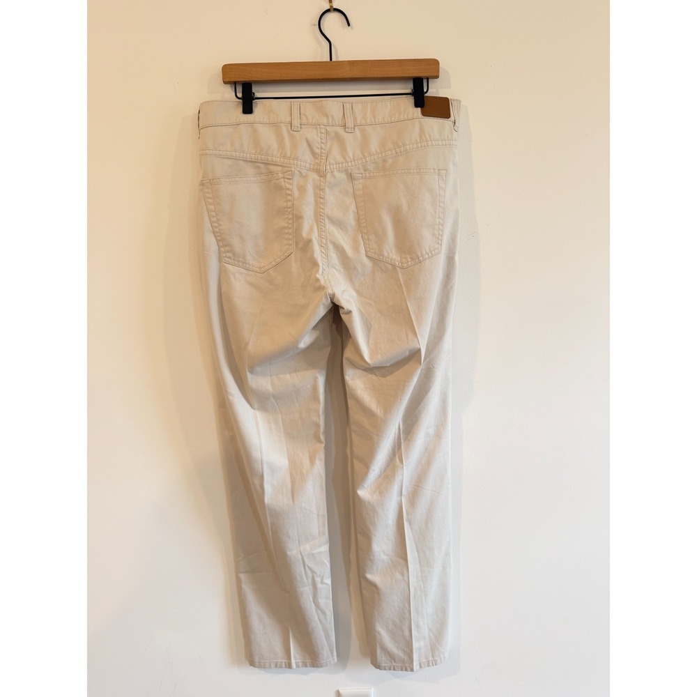 Peter Millar Twill Pants Men Beige 5 Pocket Soft Touch Pima Blend ME0B47 35X32 - Picture 4 of 13